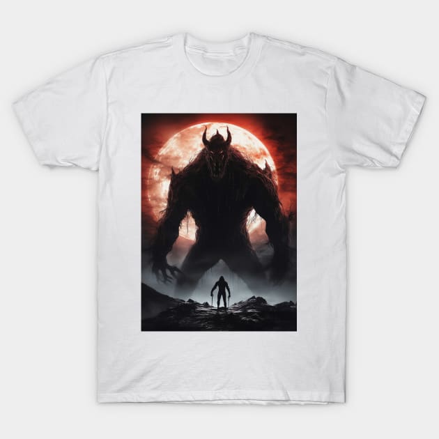 Giant Monster Dark Fantasy T-Shirt by Nenok